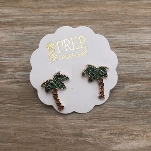 Holiday Palm Tree Enamel Stud Earrings